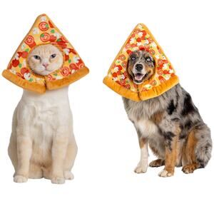 Thrills & Chills Pizza Slice Pet Costume Headpiece L/XL Funny Dog Cat NWT